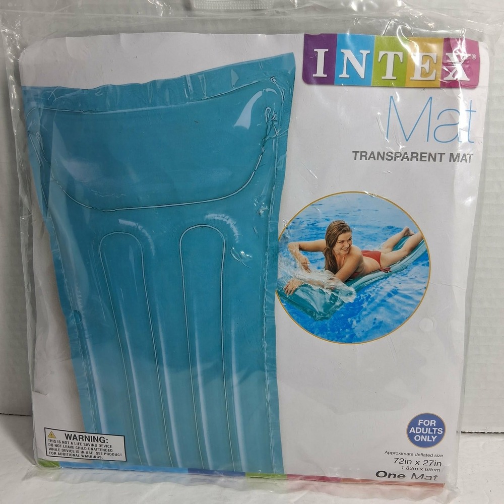 Intex Transparent Mat Pool Float Blue Adult Size 72in‎ x 27in New